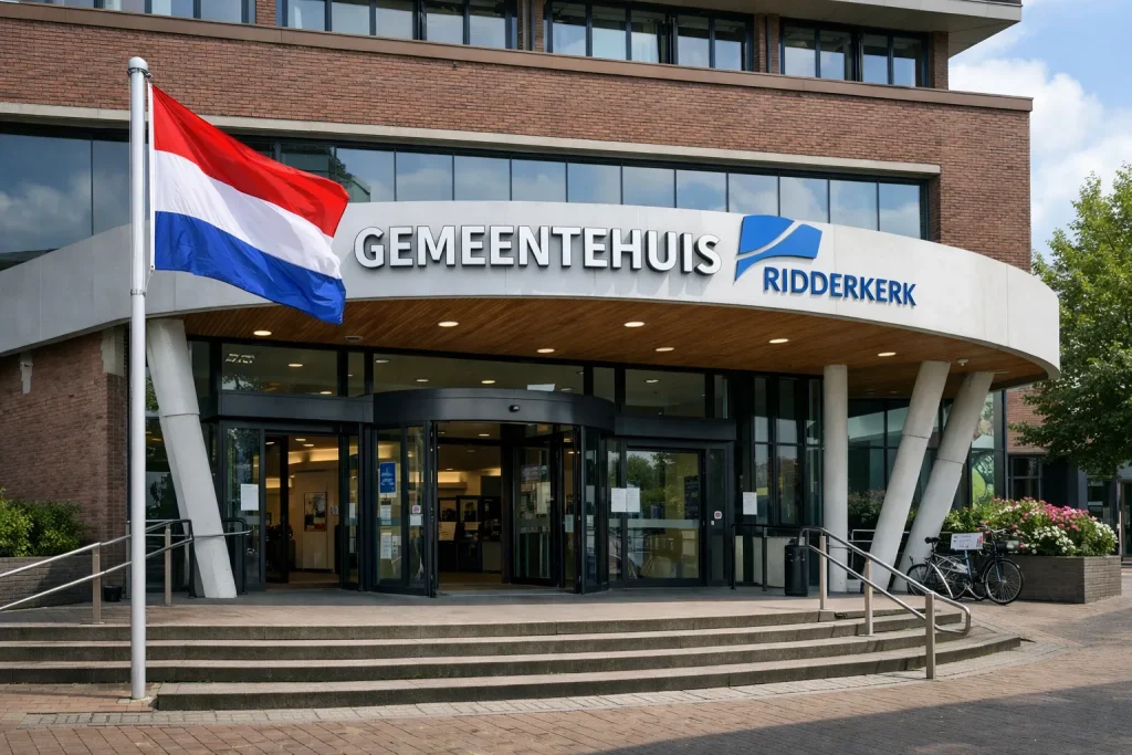 Entree van het gemeentehuis in Ridderkerk