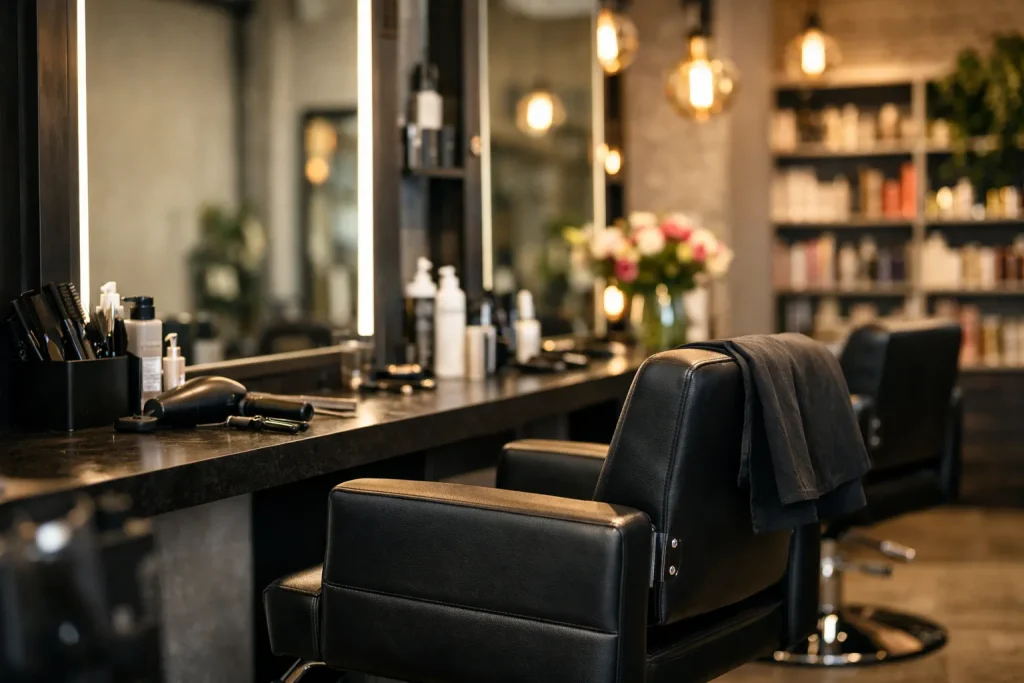 Moderne kapsalon met kappersstoel en spiegel in Ridderkerk