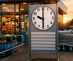 Albert Heijn supermarkt in Ridderkerk bij zonsondergang